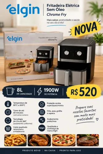 AIR FRYER ELGIN CHROME FRY 8L - NOVA NA CAIXA <br>Vendo Air Fryer