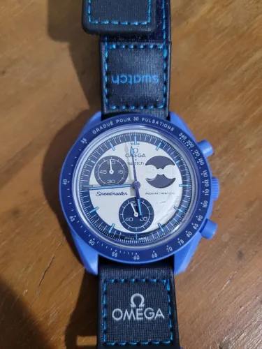 Relógio "Omega" Swatch Mission to Super Moon Blue Fase