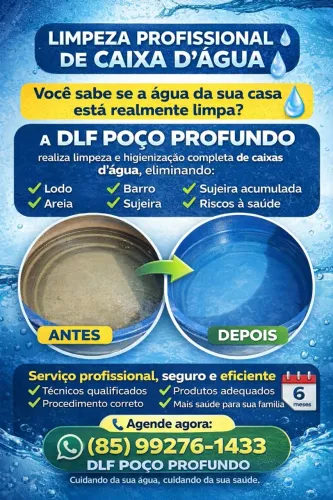 Limpeza e manutenção de cisterna e caixa d'água 