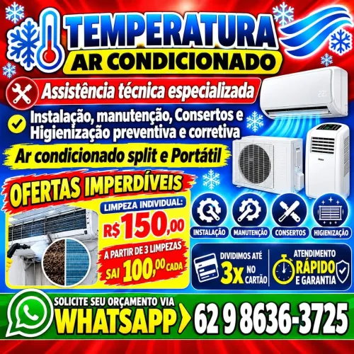 Via WhatsApp:Consertos/ Manutenção/instalação (Geladeiras,Ar condicionado e outros)