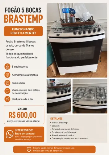 FOGÃO 5 BOCAD BRASTEMP