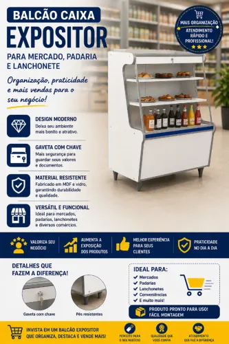 Balcão Caixa Expositor Branco