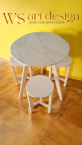 MESAS CAFÉ KIT COM 3 BANQUETAS,, 