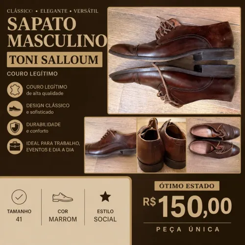 Sapato Social Masculino Couro Marrom