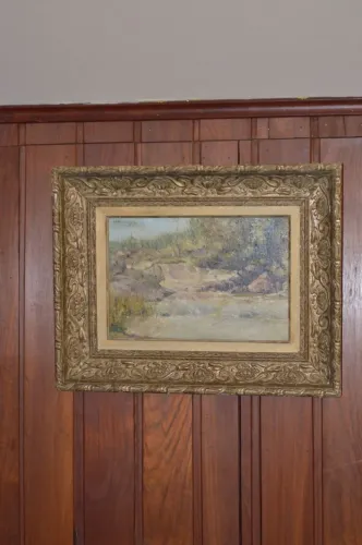 Magnífico quadro óleo sobre tela representando paisagem