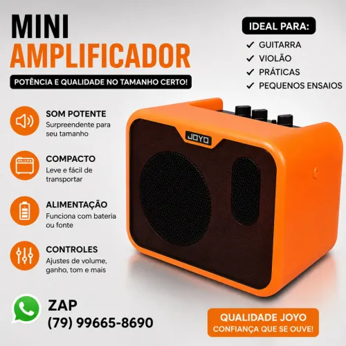 Mini amplificador caixa de som joyo para guitarra e violão