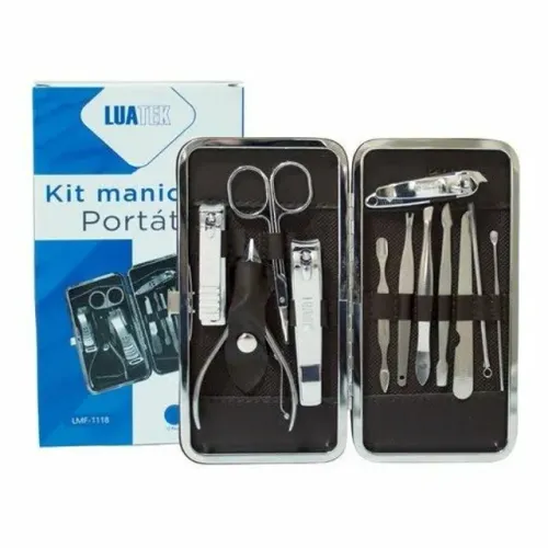 Kit para unha manicure portátil 12 peças aço inox promoção