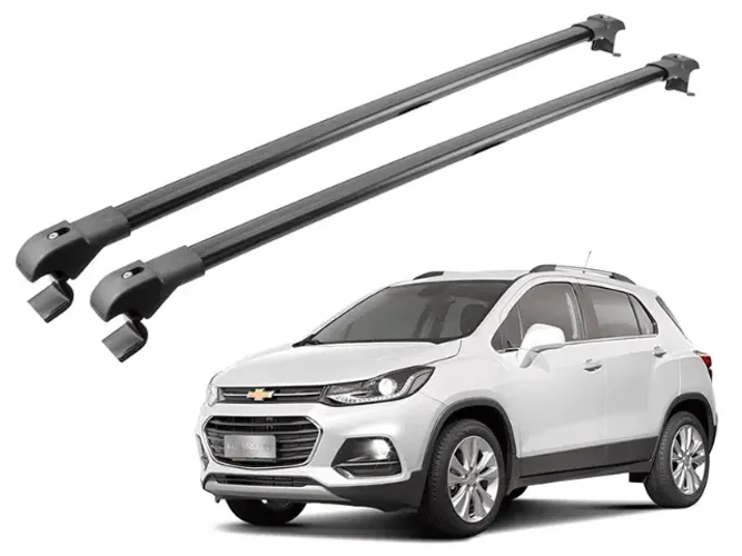 Rack Travessa de Teto Chevrolet Tracker 2017 à 2019 - Slim Preto / Prata - Projecar