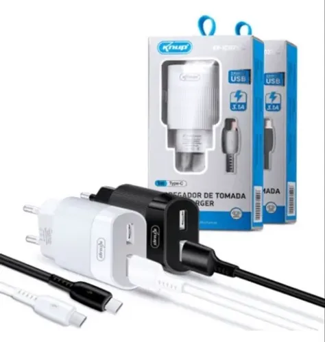 Carregador Smartphone Com Cabo Tipo C 3.1A 2 Usb Kp-ic022/c Knup Novo na Caixa