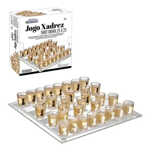 Jogo De Xadrez Shot Drink 25x25cm Xs-25 Western