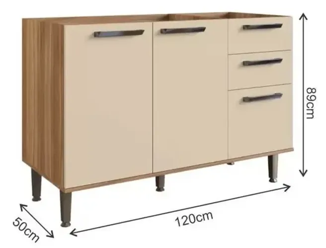 Balcão para Pia 120cm c/ Tampo Aurea