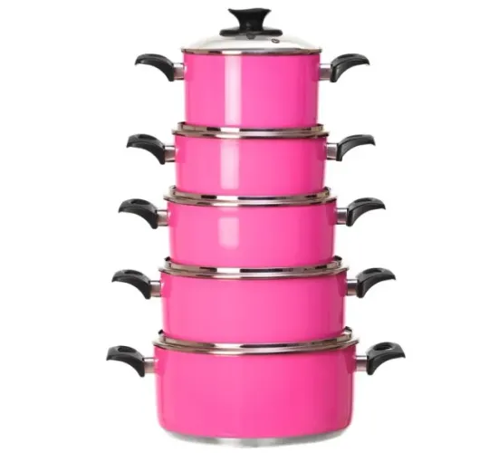 Conjunto de Panelas Antiaderente Teflon Rosa Chiclete 