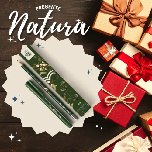 Crer Para Ver Natura Lápis com borracha e Caneta ponta fina - mimo - presente