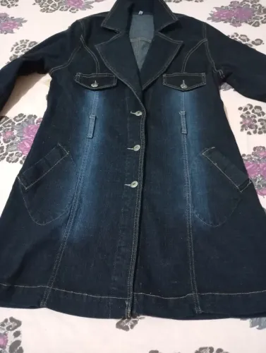 Casaco Jeans Longo Feminino Elegante