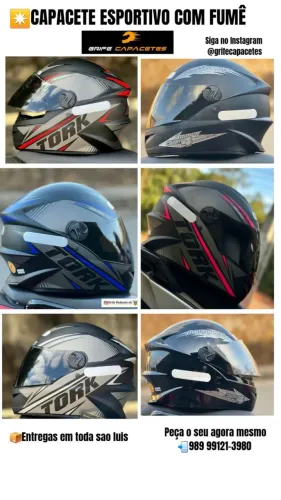 CAPACETE ESPORTIVO COM VISEIRA FUMÊ (LOJA OFICIAL GRIFE CAPACETES)