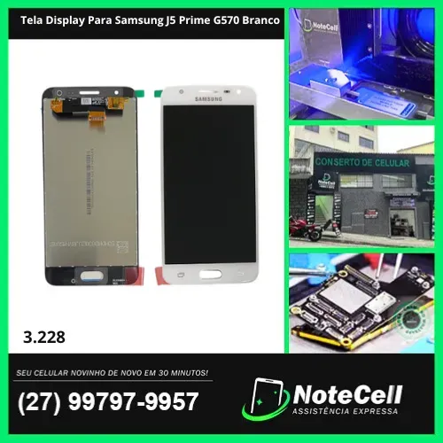 Tela Display Para Samsung J5 Prime G570 Branco- Instalação Expressa Em 30 Minutos!