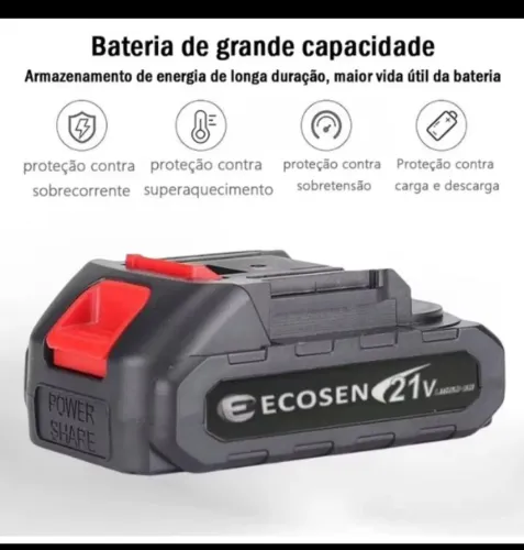 Bateria 21V Ecosen p/ ferramentas, alta capacidade OBS: (Unidade)