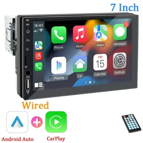 Rádio Automotivo 1 DIN Hippcron 7? com CarPlay e Android Auto
