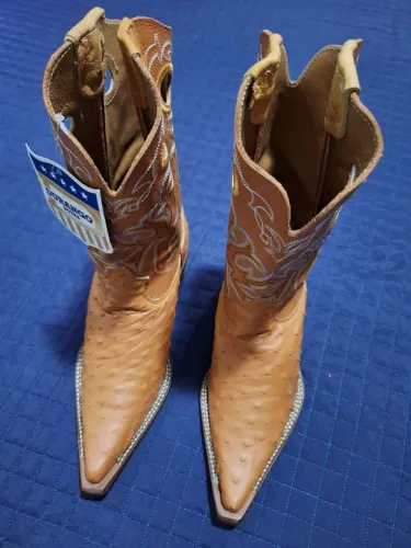 Bota Country Texana Cowboy Western Durango, Couros legítimos Avestruz / Boi, n° 38, unisex