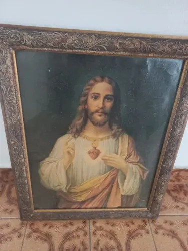 Quadro antigo CORAÇÃO DE JESUS 