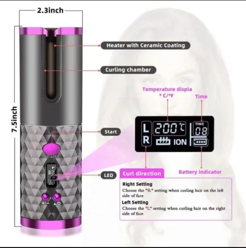 Modelador de Cabelo Automático Sem Fio Profissional