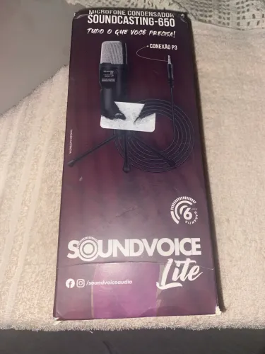 Microfone Condensador Soundcasting - 650 Soundvoice Lite com cabo de 1,80 metros