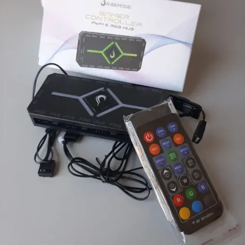 Controladora Gamer Rise Mode PWM e RGB Hub - 4 pinos 12v