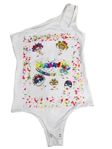 Body feminino adulto Branco CARNAVAL frente e verso! Tam M poliester