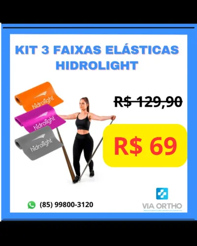 Kit com 3 faixas elásticas Hidrolight