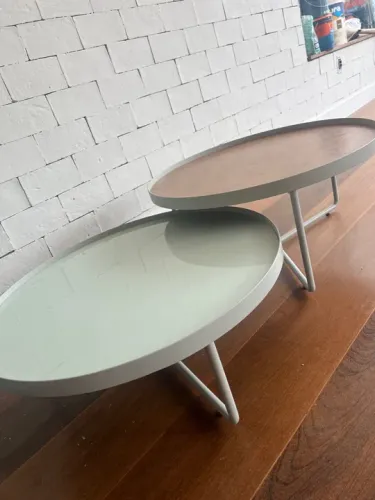 Conjunto Mesa de Centro em Madeira e Metal BRETON