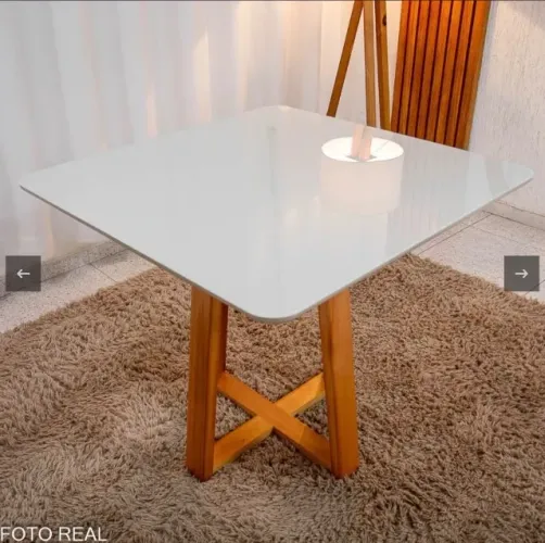 Mesa de Jantar Quadratta 90 Madeira com Vidro Off