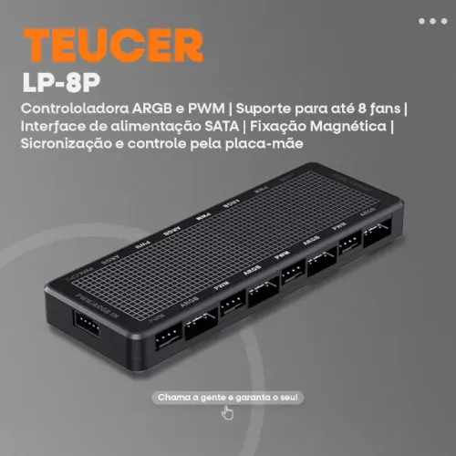 Hub Controlador ARGB + PWM | TEUCER LP-8P | 8 Portas -Entrega Grátis-