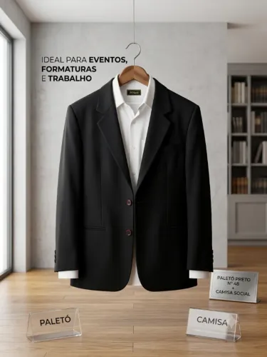 Paletó Preto Nº 48 + Camisa Social