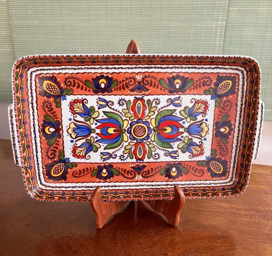 Travessa pintada à mão cerâmica portuguesa mandala - 42cm