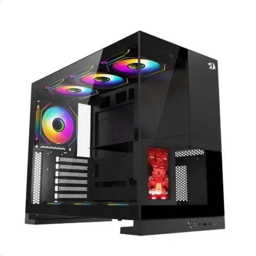GABINETE GAMER REDRAGON ETERNAL PRO CA613B SEM FANS PRETO COM TELA LCD