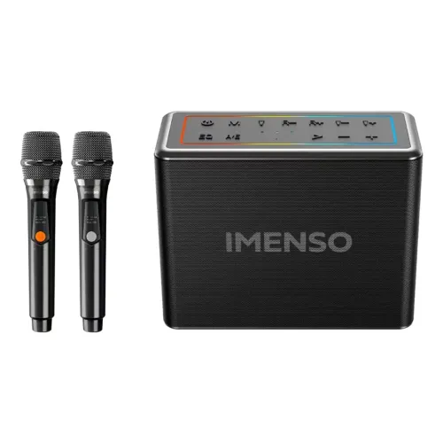 Kit Karaokê Caixa de Som Portátil Amplificada com 2 Microfones sem Fio Imenso