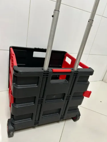 carrinho de compras dobrável multiuso caixa organizadora com rodinhas vira maleta