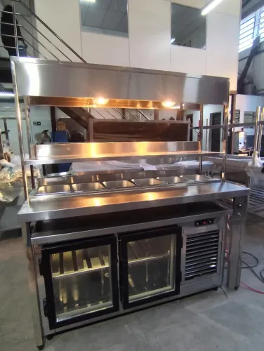 balcão inox com dupla área de preparo 1500mm 