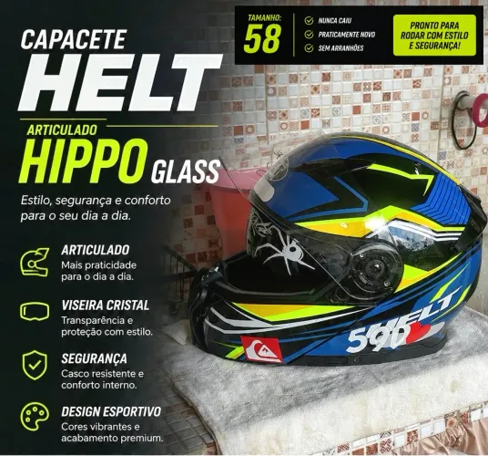 Capacete HELT ARTICULADO HIPPO GLASS