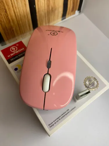 MOUSE LUMINOSO SEM FIO DE 2,4GHZ KAPBOM ROSA KA-618 an2