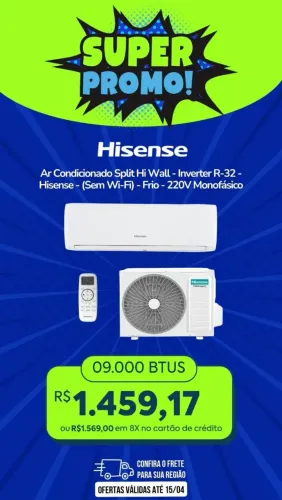Ar condicionado Split hi wall inverter 9.000 BTUs HISENSE