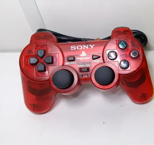 controle playstation 2 translúcidos, vermelho 
