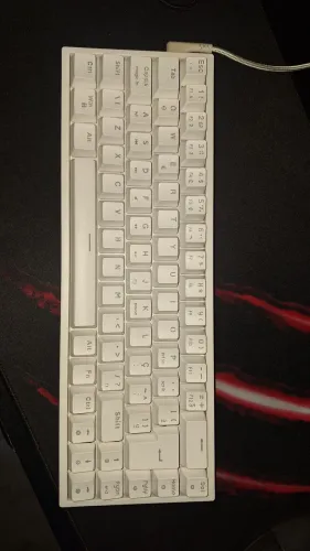 Teclado Mecânico KBM! Gaming TG700, branco, 65%, ABNT2, RGB, Switch gateron red, com fio 