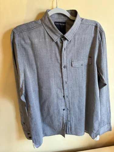 Camisa Calvin Klein Jeans Manga Longa Cinza - Tamanho G