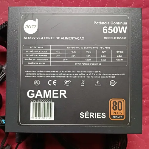 FONTE 650W 80 PLUS BRONZE ATX ROP DAZZ