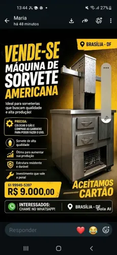 Vende se uma maquina de sorvete americano 