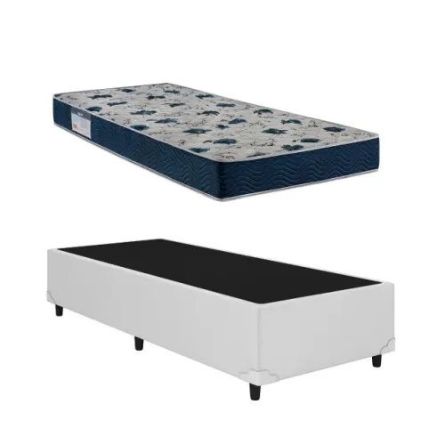 CAMA BOX CORINO BRANCO ALTO NÍVEL + COLCHÃO ISO 60 D28 ORTOBOM