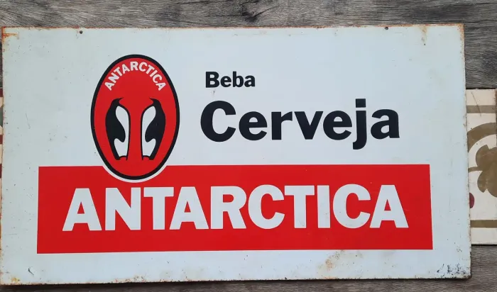 Placa antiga dupla face Guarana e Cerveja Antártica