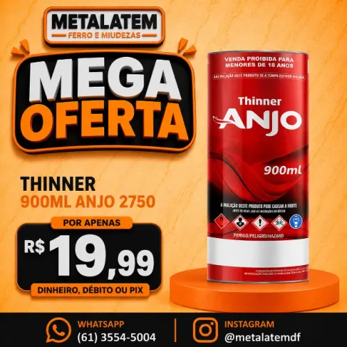 Thinner Anjo 2750 900 ml - Diluente para Tintas e Limpeza de Ferramentas