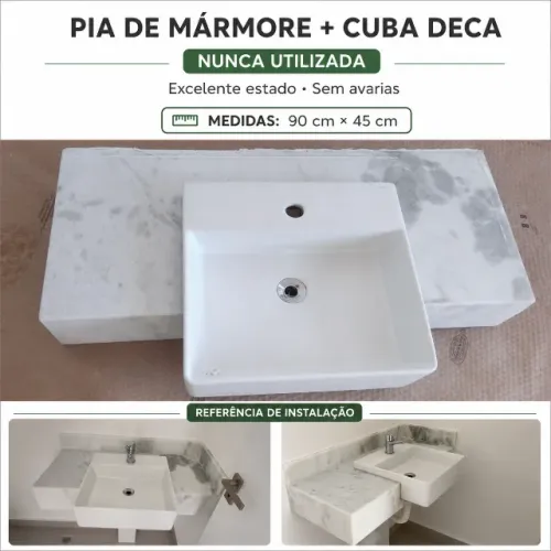 Pia com cuba de semi encaixe DECA - 90cm x 40cm